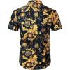 imageMens 2 Piece Casual Cotton Stretchy Outfit Short Sleeve Button up Shirt and Shorts SetNavy Gold