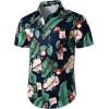 imageMens 2 Piece Casual Cotton Stretchy Outfit Short Sleeve Button up Shirt and Shorts SetNavygreen