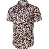 imageMens 2 Piece Casual Cotton Stretchy Outfit Short Sleeve Button up Shirt and Shorts SetPink Leopard