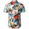 imageMens 2 Piece Casual Cotton Stretchy Outfit Short Sleeve Button up Shirt and Shorts SetPinkgreen
