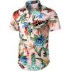 imageMens 2 Piece Casual Cotton Stretchy Outfit Short Sleeve Button up Shirt and Shorts SetPinkgreen