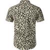 imageMens 2 Piece Casual Cotton Stretchy Outfit Short Sleeve Button up Shirt and Shorts SetSand Leopard