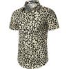 imageMens 2 Piece Casual Cotton Stretchy Outfit Short Sleeve Button up Shirt and Shorts SetSand Leopard