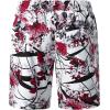 imageMens 2 Piece Casual Cotton Stretchy Outfit Short Sleeve Button up Shirt and Shorts SetWhite Floral