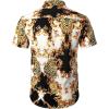 imageMens 2 Piece Casual Cotton Stretchy Outfit Short Sleeve Button up Shirt and Shorts SetWhite Gold