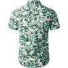 imageMens 2 Piece Casual Cotton Stretchy Outfit Short Sleeve Button up Shirt and Shorts SetWhitegreen