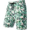 imageMens 2 Piece Casual Cotton Stretchy Outfit Short Sleeve Button up Shirt and Shorts SetWhitegreen