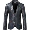 imageMens 70s Disco 2 Piece Set Stretchy Shiny Suits Sequin Jacket and PantsBlack