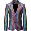imageMens 70s Disco 2 Piece Set Stretchy Shiny Suits Sequin Jacket and PantsMulticolor