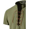 imageMens Pure Cotton Vintage Short Sleeve Lace Up Shirts for Renaissance Pirate Viking Medieval CostumeArmy Green