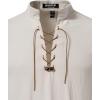imageMens Pure Cotton Vintage Short Sleeve Lace Up Shirts for Renaissance Pirate Viking Medieval CostumeBeige