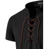 imageMens Pure Cotton Vintage Short Sleeve Lace Up Shirts for Renaissance Pirate Viking Medieval CostumeBlackb