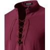 imageMens Pure Cotton Vintage Short Sleeve Lace Up Shirts for Renaissance Pirate Viking Medieval CostumeBurgundy