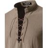imageMens Pure Cotton Vintage Short Sleeve Lace Up Shirts for Renaissance Pirate Viking Medieval CostumeCoffee