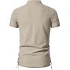 imageMens Pure Cotton Vintage Short Sleeve Lace Up Shirts for Renaissance Pirate Viking Medieval CostumeKhakib