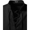imageMens Pure Cotton Vintage Short Sleeve Lace Up Shirts for Renaissance Pirate Viking Medieval CostumeSolid Black