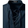 imageMens Pure Cotton Vintage Short Sleeve Lace Up Shirts for Renaissance Pirate Viking Medieval CostumeSolid Navy Blue