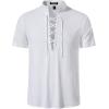 imageMens Pure Cotton Vintage Short Sleeve Lace Up Shirts for Renaissance Pirate Viking Medieval CostumeSolid White