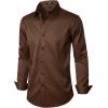 imageMens Stretch Wrinkle Free Dress Shirts Formal Wedding Prom Long Sleeve Slim Fit Button Down ShirtBrown
