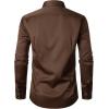 imageMens Stretch Wrinkle Free Dress Shirts Formal Wedding Prom Long Sleeve Slim Fit Button Down ShirtBrown