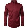 imageMens Stretch Wrinkle Free Dress Shirts Formal Wedding Prom Long Sleeve Slim Fit Button Down ShirtBurgundy