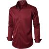 imageMens Stretch Wrinkle Free Dress Shirts Formal Wedding Prom Long Sleeve Slim Fit Button Down ShirtBurgundy