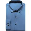 imageMens Stretch Wrinkle Free Dress Shirts Formal Wedding Prom Long Sleeve Slim Fit Button Down ShirtClassic Blue