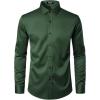 imageMens Stretch Wrinkle Free Dress Shirts Formal Wedding Prom Long Sleeve Slim Fit Button Down ShirtDark Green