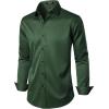 imageMens Stretch Wrinkle Free Dress Shirts Formal Wedding Prom Long Sleeve Slim Fit Button Down ShirtDark Green