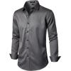 imageMens Stretch Wrinkle Free Dress Shirts Formal Wedding Prom Long Sleeve Slim Fit Button Down ShirtDark Grey