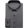 imageMens Stretch Wrinkle Free Dress Shirts Formal Wedding Prom Long Sleeve Slim Fit Button Down ShirtDark Grey