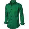 imageMens Stretch Wrinkle Free Dress Shirts Formal Wedding Prom Long Sleeve Slim Fit Button Down ShirtGreen