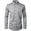 imageMens Stretch Wrinkle Free Dress Shirts Formal Wedding Prom Long Sleeve Slim Fit Button Down ShirtGrey