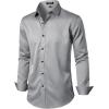 imageMens Stretch Wrinkle Free Dress Shirts Formal Wedding Prom Long Sleeve Slim Fit Button Down ShirtGrey