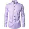 imageMens Stretch Wrinkle Free Dress Shirts Formal Wedding Prom Long Sleeve Slim Fit Button Down ShirtLavender Purple