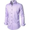 imageMens Stretch Wrinkle Free Dress Shirts Formal Wedding Prom Long Sleeve Slim Fit Button Down ShirtLavender Purple