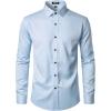 imageMens Stretch Wrinkle Free Dress Shirts Formal Wedding Prom Long Sleeve Slim Fit Button Down ShirtLight Blue