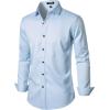 imageMens Stretch Wrinkle Free Dress Shirts Formal Wedding Prom Long Sleeve Slim Fit Button Down ShirtLight Blue
