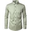 imageMens Stretch Wrinkle Free Dress Shirts Formal Wedding Prom Long Sleeve Slim Fit Button Down ShirtMint Green