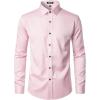 imageMens Stretch Wrinkle Free Dress Shirts Formal Wedding Prom Long Sleeve Slim Fit Button Down ShirtPink