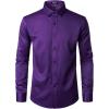 imageMens Stretch Wrinkle Free Dress Shirts Formal Wedding Prom Long Sleeve Slim Fit Button Down ShirtPurple