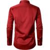 imageMens Stretch Wrinkle Free Dress Shirts Formal Wedding Prom Long Sleeve Slim Fit Button Down ShirtRed