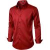 imageMens Stretch Wrinkle Free Dress Shirts Formal Wedding Prom Long Sleeve Slim Fit Button Down ShirtRed
