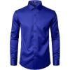 imageMens Stretch Wrinkle Free Dress Shirts Formal Wedding Prom Long Sleeve Slim Fit Button Down ShirtRoyal Blue