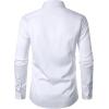 imageMens Stretch Wrinkle Free Dress Shirts Formal Wedding Prom Long Sleeve Slim Fit Button Down ShirtSolid White