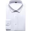 imageMens Stretch Wrinkle Free Dress Shirts Formal Wedding Prom Long Sleeve Slim Fit Button Down ShirtSolid White