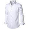 imageMens Stretch Wrinkle Free Dress Shirts Formal Wedding Prom Long Sleeve Slim Fit Button Down ShirtSolid White