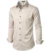 imageMens Stretch Wrinkle Free Dress Shirts Formal Wedding Prom Long Sleeve Slim Fit Button Down ShirtTan