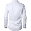 imageMens Stretch Wrinkle Free Dress Shirts Formal Wedding Prom Long Sleeve Slim Fit Button Down ShirtWhite