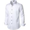 imageMens Stretch Wrinkle Free Dress Shirts Formal Wedding Prom Long Sleeve Slim Fit Button Down ShirtWhite
